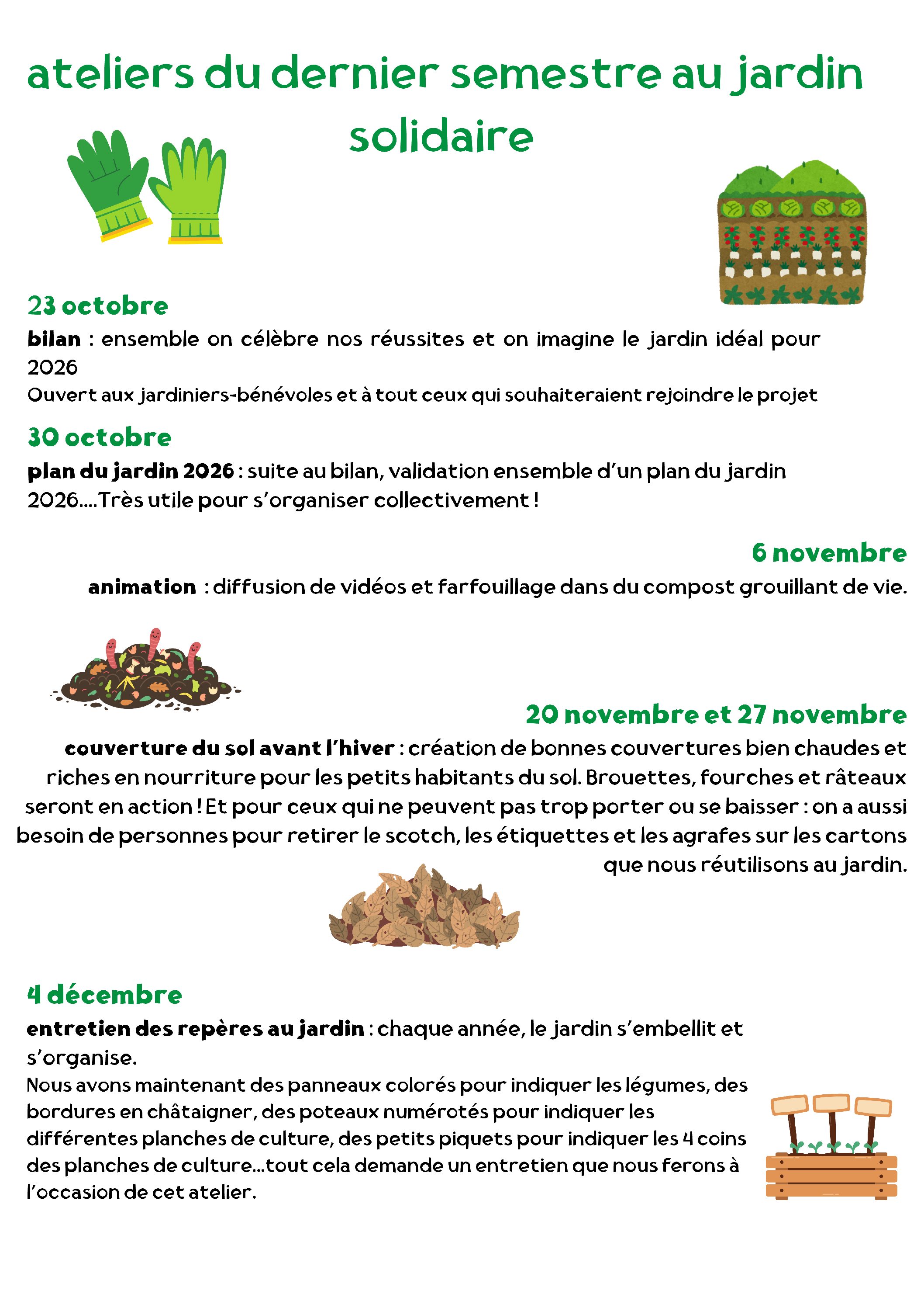 Ateliers jardin : programme