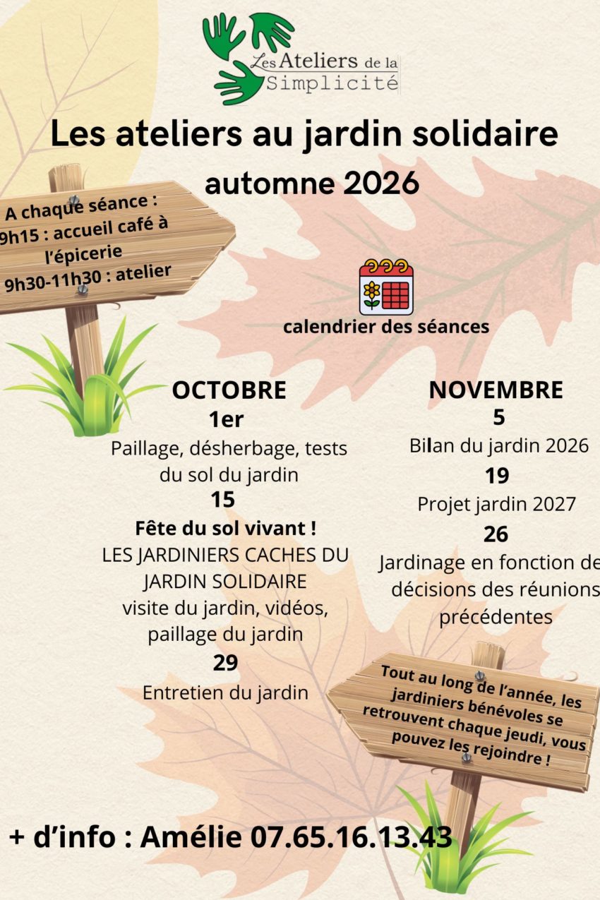 Jardin solidaire : programme de l&rsquo;automne