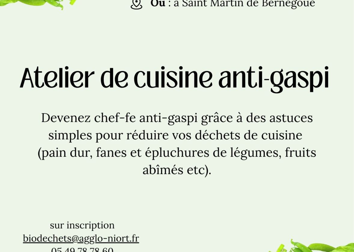 Atelier cuisine anti-gaspi à St Martin de Bernegoue